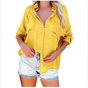 Women’s blouse yellow size medium button up